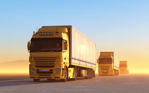 Trucks in the desert.