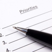 Close up of blank list of priorities and pen